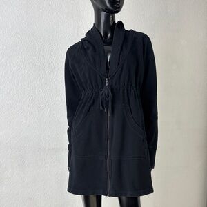 Norma Kamali Black Jersey Sweatshirt Jacket with Pockets